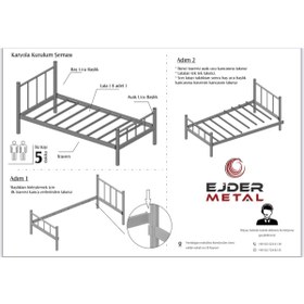 Resim Ejder metal Tek Kişilk Ahşaplı Metal Karyola Ceviz (YATAKSIZ) 