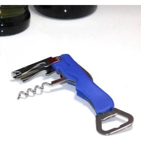 Resim Paslanmaz Çelik Tirbuşon Açacak Şarap Gazoz Açacağı Mavi 