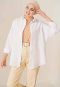 Resim 103901 Oversize Basic Tesettür Gömlek - Beyaz - Beyaz / 38 