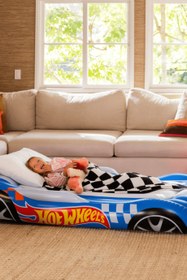 Resim Hot Wheels Şişme Çocuk Yatağı - Mavi 