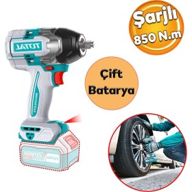 Resim Total 850 N.m Şarjlı Li-On 2 Batarya Darbeli Somun Sıkma Sökme Tabanca Araba Teker Lastik Bijon 