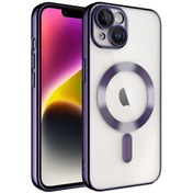 Resim CaseWorld Apple Iphone 13 Mag Safe Özellikli Lens Korumalı Logo Gösteren Şeffaf Silikon Kılıf - Mor 