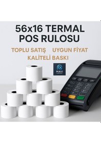 Resim 56x16 Termal Pos Kağıdı - Pos Rulosu - Yazarkasa Pos Kağıdı 25 Paket 250 Adet 