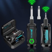 Resim LEFIKO 2.4G Kablosuz Gitar Sistemi USB Şarj Kılıfı ile - 20 Saat Uzun Pil Ömrü, LED Güç Ekranı, Otomatik Güç Tasarrufu, Elektrikli Gitar, Bas ve Diğer Elektronik Aletler için Kompakt Tasarım, 6.35mm ve 3.5mm Ses Bağlantıları, Taşınabilir Gitar Kurulumu | Modern Gitar Ekipmanı | Kompakt Gitar Kutusu 