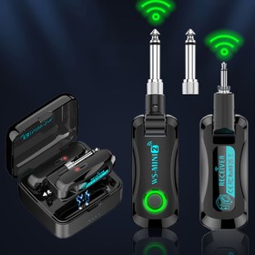 Resim LEFIKO 2.4G Kablosuz Gitar Sistemi USB Şarj Kılıfı ile - 20 Saat Uzun Pil Ömrü, LED Güç Ekranı, Otomatik Güç Tasarrufu, Elektrikli Gitar, Bas ve Diğer Elektronik Aletler için Kompakt Tasarım, 6.35mm ve 3.5mm Ses Bağlantıları, Taşınabilir Gitar Kurulumu | Modern Gitar Ekipmanı | Kompakt Gitar Kutusu 