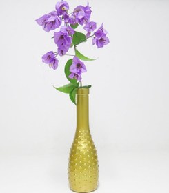 Resim Missi Gold İnce Kabartmalı Cam Vazo 26 Cm 