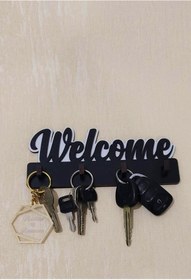 Resim beedene Welcome Ahşap Anahtar Askısı Anahtarlık Key Holder 