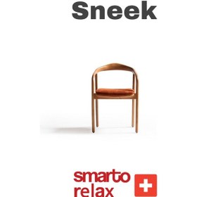 Resim Smarto Relax Sneek 2'li Yemek Masası Sandalye Seti - Ahşap Ayaklı, Turuncu Kumaş Turuncu Ve Kahverengi 