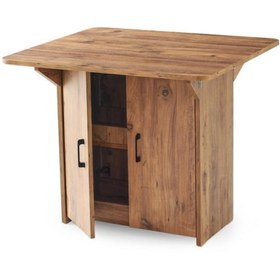 Resim İzmir Katlanır Dolaplı Mutfak Masası 80x90cm 