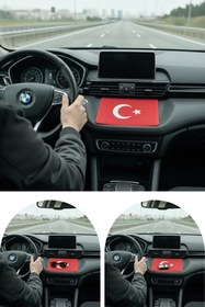 Resim TUSBA MARKET Türk Bayrak'lı Araç İçi Torpido Kaymaz Ped | Oto Telefon Tutucu Kaydırmaz Torpido Üstü Ped 