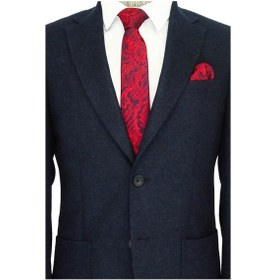 Resim Wessi Slim Fit Desensiz Geniş Yaka Lacivert Erkek Yün Ceket Taba 