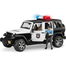 Resim Bruder Jeep Wrangler U.R Polis Oyuncak Araba ve Memur Figürü – Açılır Kapı ve Kaput, Dayanıklı Plastik, 32.9x14.4x16.2 cm 
