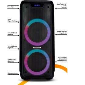 Resim Goldmaster Neon X4 Taşınabilir Şarj Edilebilir Işıklı Bluetooth Hoparlör 