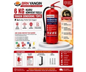 Resim BRN 6kg Abc Kkt Tozlu Yangın Söndürme Tüpü 4 Yıl Garantili Kullanma Talimatı,ysc Levha ve Askı Aparatı Dahil 