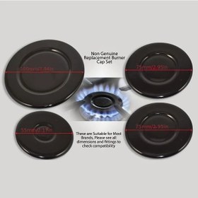 Resim Fochsia Sabaf Gazlı Ocak İçin 4lü Ateş Başlığı Seti 55mm 75mm 100mm Siyah 