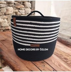 Resim Siyah Beyaz Kapaklı Sepet Düzenleyici Hediyelik Organizer - 25x20 cm 