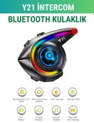 Resim WUNİT Y21 Intercom 5.4 Bluetooth Motosiklet Kask Kulaklığı Rgb Işık Efektli Intercom Kulaklık 