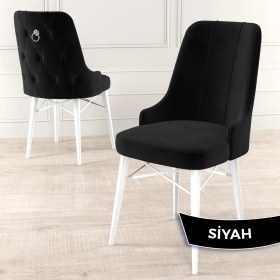 Resim Canisa Concept Pare Serisi Babyface Kumaş Yemek Odası Sandalyesi Beyaz Gürgen Ayak Gümüş Halkalı 