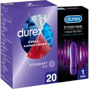 Resim Durex Chill Karma Paket Prezervatif 20’li+ Durex Intense Vibe Bullet Titreşimli Vibratör 