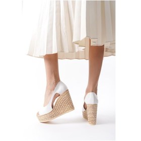 Resim Asmi Shoes Kadın Belon 11 Cm Platformlu Dolgu Topuklu Ayakkabı Beyaz Beyaz 