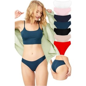 Resim Cottonhill Basic İz Yapmayan Lazer Kesim Kadın Bikini Külot 7'li Paket Asorti 2 Çok Renkli 