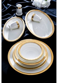 Resim Acar Arcadia 58 Parça Yemek Takımı Beyaz/gold 