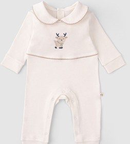 Resim Organik Pamuk Bebe Yakalı Kendinden Eldivenli Patikli Tulum Playt 001 