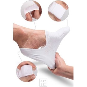 Resim Saysez Bambu Kadın Babet Beyaz Çorap Dikişsiz Kaydırmaz Silikonlu 6'lı Beyaz 