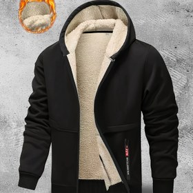 Resim Erkek Çocuklar için Fermuarlı Kapüşonlu Ceket - Ayarlanabilir Bağcıklı Kapüşon, Ön Cebi ve Fermuarlı Manşetler, Soğuk Hava İçin Rahat Düz Renkli Normal Kalıp, Kışlık Ceket, Kışlık Dış Giyim, Şık Tasarım, Dayanıklı Kumaş 