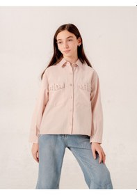 Resim Kız Çocuk Kapak Taşlı Gömlek 3159 Bej 