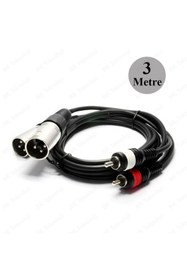 Resim BK Teknoloji 2 Xlr Erkek To 2 Rca Erkek Mikser Mikrofon Ses Kablosu - 3 Metre 
