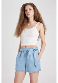 Resim DeFacto Yüksek Bel Tensel Şort B5804AX24SMNM39 Mavi 