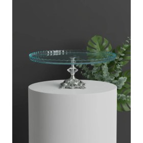 Resim Çnr Home Collection Avangard Gümüş Döküm Ayaklı Yuvarlak Pasta Standı Muhteşem Sunumluk 