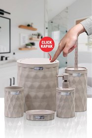 Resim Okyanus Home Diamond Vizon Click Kapak 5'li Banyo Seti 
