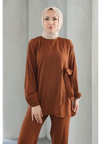 Resim Misskayle Bağlama Detaylı Takım Kahverengi Kahverengi 