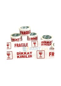 Resim Bant Evi Dikkat Kırılır Fragile Baskılı Koli Bandı 7 CM x 100 M Fragile İkaz Bant 