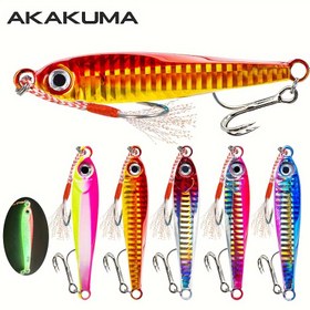 Resim AKAKUMA Balık Tutkalları 5'li Karma Renk Jigging Kurşun Balıkları, 3D Gözlerle, Çeşitli Boyut 7g/10g/15g/20g/30g/40g/50g/60g Tuzlu Su Tatlı Su Trolling için - Noel, Cadılar Bayramı, Şükran Günü, Yılbaşı, Ramazan için İdeal 
