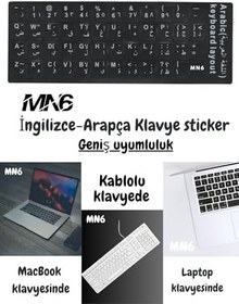 Resim MN6 A01 Arapça klavye sticker-1 Sınıf Pvc-3 Adet-Arapça İngilizce Klavye Etiketi-Siyah Renk (3 Adet) 