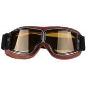 Resim Retro Stil Harley Motosiklet Gözlükleri, Açık Hava Rüzgar Geçirmez Sürüş Off-road Gözlükleri Kahverengi Sarı 