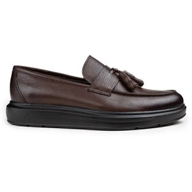 Resim Deery Erkek Kahverengi Hakiki Deri Püsküllü Comfort Loafer 