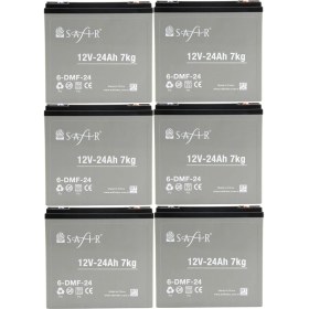 Resim Safir 12 V - 24 Ah Grafen Jel Akü 6'lı Set Elektrikli Bisiklet Aküsü 