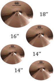 Resim Maxword MY-40 PRO B8 Cymbal Bateri Zil Seti ( 2x14'' Hi Hat 16'' ve 18'' Crash/Ride) 