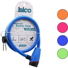 Resim Anahtarlı Plastik Kafa Bisiklet Kilit Çelik Tel Renkli Kılıf 12mm Çok Renkli 