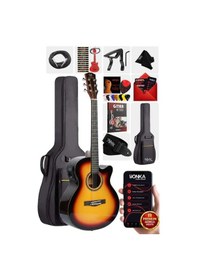 Resim Maxword M501-sb-eq Profesyonel Sunburs Elektro Akustik Gitar Seti 4/4 Yetişkin Seri Üst Segment 