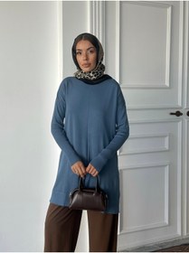 Resim Genel Markalar Tesettür Bisiklet Yaka Merserize Oversize Triko Tunik 