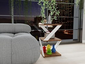 Resim Masif Market Bubon Yan Sehpa Amalfi Beyaz 