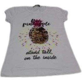 Resim Kız Çocuk Ananas Baskılıtshirt Kız Bebek Tişört(Dar Kalıp)4-5 Yaş-4-5 Yaş Beyaz 