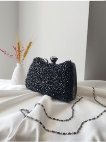 Resim Vivazzaluxe Kristal Taşlı Kadın Abiye, Clutch Çanta Siyah 