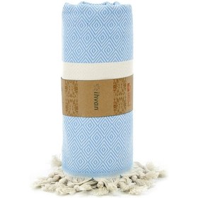 Resim Mavi Pamuk Bambu Peştemal 