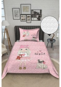 Resim Parlak Kadife Kumaş Tek Kişilik Çocuk Yatak Örtüsü Seti 2 Parça Tky0019 Çok Renkli 